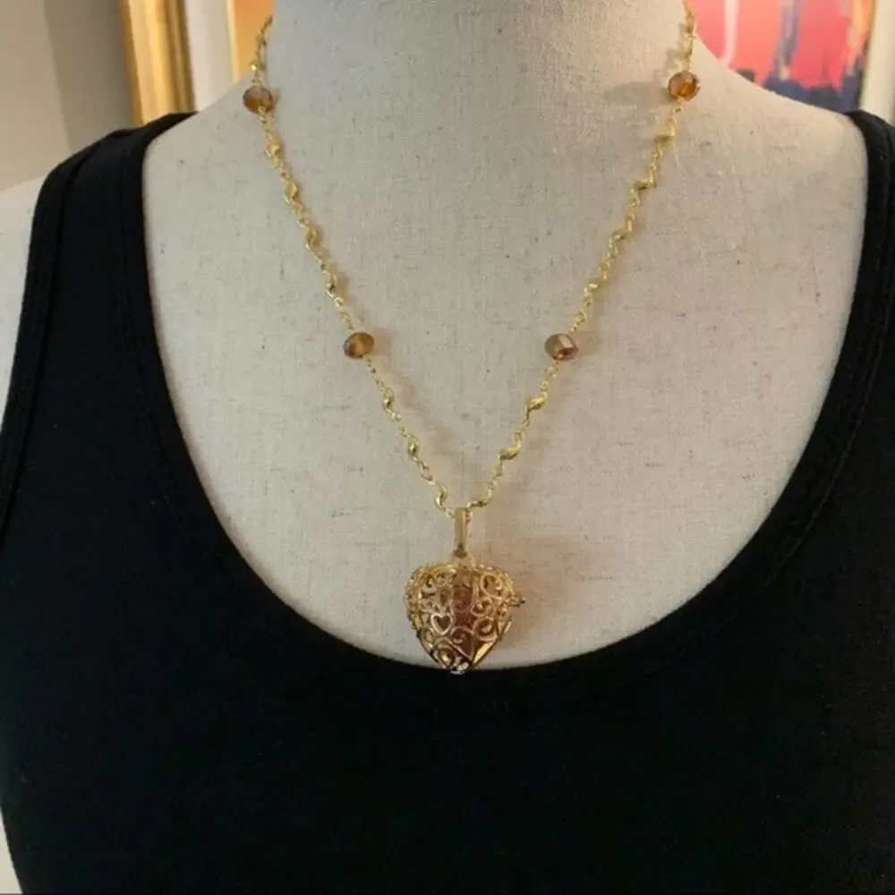 Essential oil diffuser‎ heart necklace gold locket